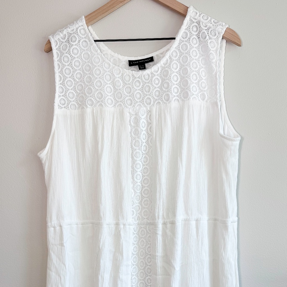 Lane Bryant White Sleeveless Gauze Eyelet dress